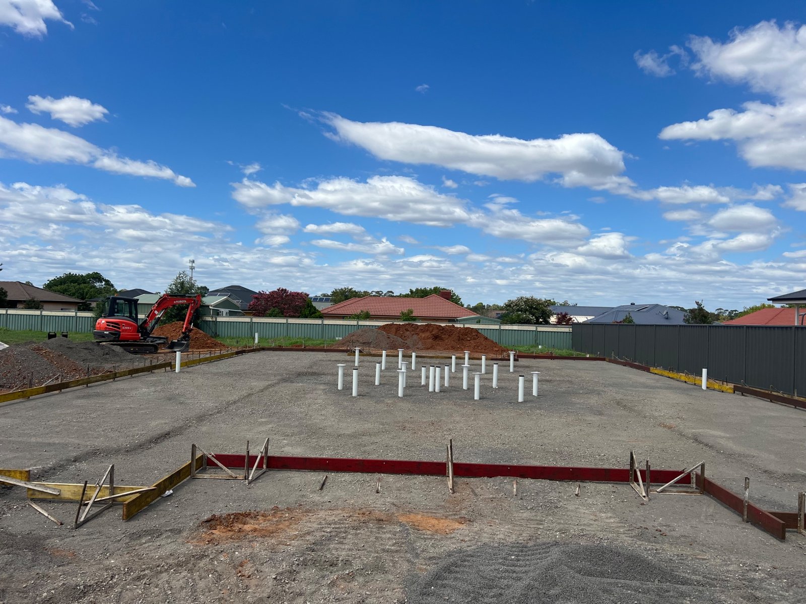 New home slab set-out